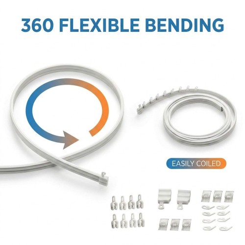 High Quality 4 Meters Long Modern White Bendable PP Plastic DIY Curtain Track Wall Brackets Accessories Living Room Bot