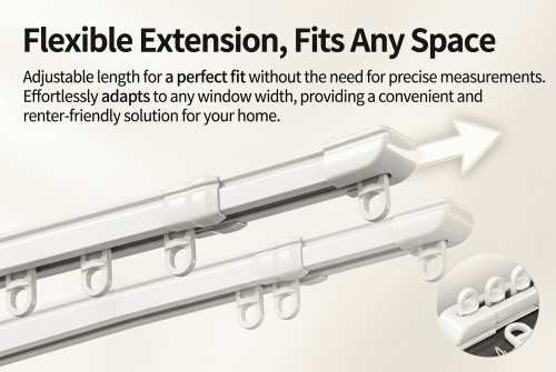 White Self-locking Modular Aluminum Alloy Curtain Tracks Botai BT-208 Modern Design Worldwide Shipping