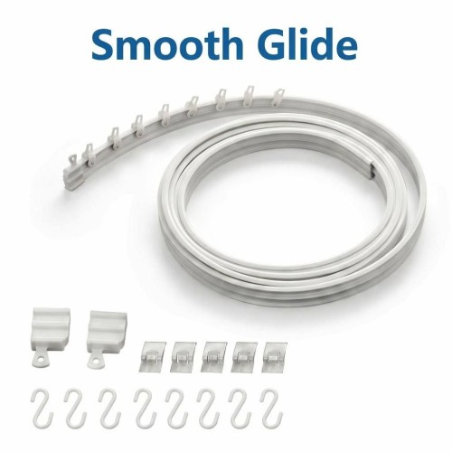 High Quality 4 Meters Long Modern White Bendable PP Plastic DIY Curtain Track Wall Brackets Accessories Living Room Bot