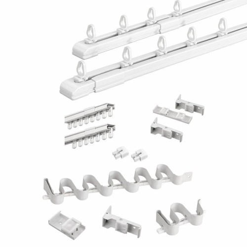 Modern Style Telescopic Curtain Rod Pole Black, Aluminum No Cut Silent Smooth Adjustable 0.65-5.1M Wall Ceiling Mount P
