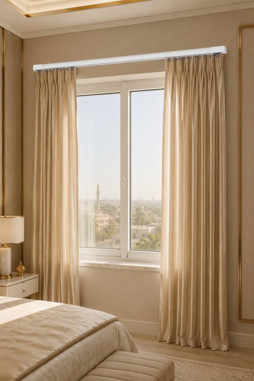 Aluminum Alloy Modern Curtain Track Set-Durable High Load-Bearing Silent Gliding with Customizable Length for Home Use