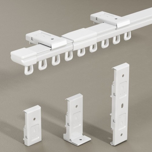 DIY Installation Free Telescopic Aluminum Curtain Rail Track, No Cutting Tools Required Silent Smooth Adjustable