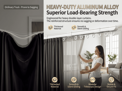 White Self-locking Modular Aluminum Alloy Curtain Tracks Botai BT-208 Modern Design Worldwide Shipping