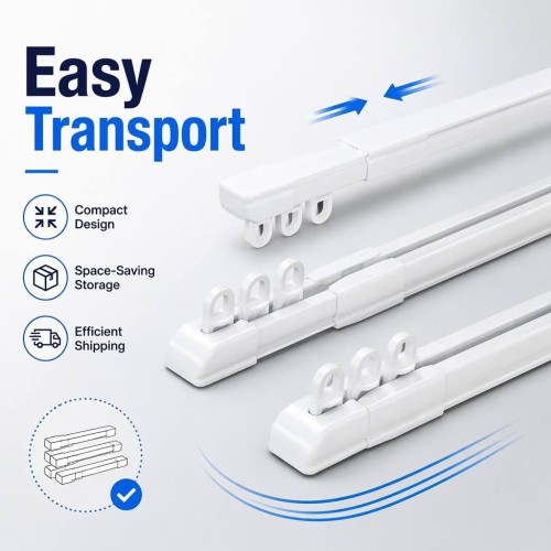 Silent Modern Metal Aluminum Alloy Telescopic Curtain Rods Rails DIY Strong Customizable Length Living Hook Home Decor