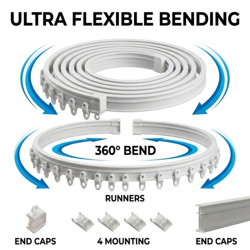 Minimalist Modern Eco-Friendly PVC Heavy Duty Household Curtain Curved Track Hardware 6m Long Bendable Accessories Wall
