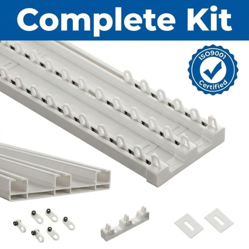 White PVC Integrated Triple Curtain Track, 3 Layers Plastic Curtain Track For Apartment