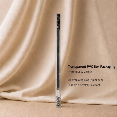 Black Finish No Cut Telescopic Aluminum Curtain Track Rail, Adjustable Extendable Silent Smooth 0.65-5.1M Wall Ceiling